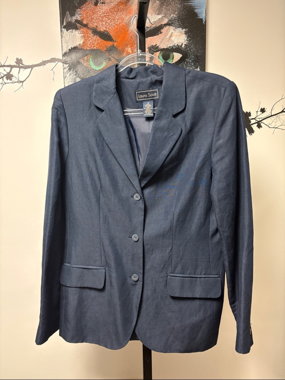 Laura Scott Navy Single-Breasted Blazer